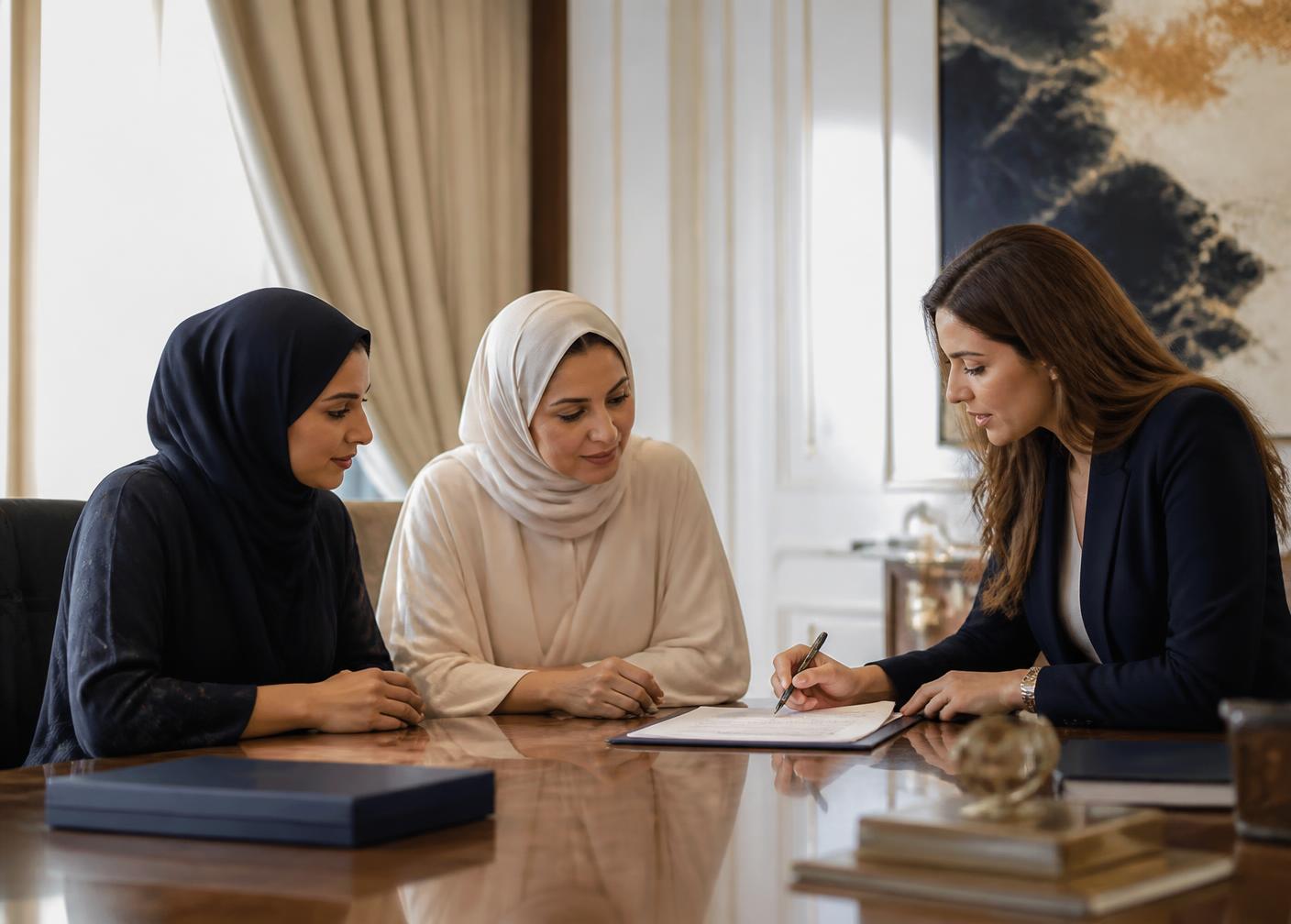 Clients receiving private family legal advice