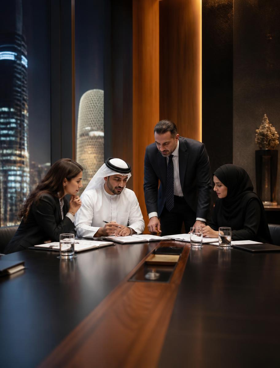Legal team collaborating in a boardroom